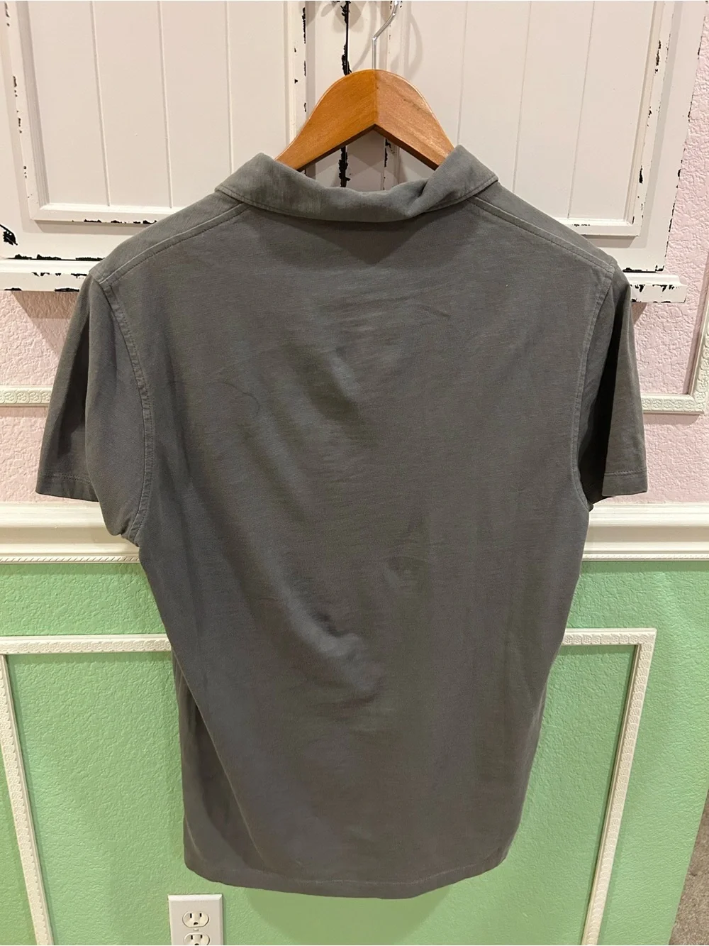 J. Crew Men's Slate Gray Short Sleeve Polo with Chest Pocket
